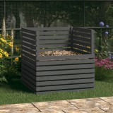 Compostor gradina vidaXL, lemn masiv pin, 100x100x102cm, gri - Reciclare deseuri organice, ingrasamant natural
