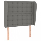 Cumpara ieftin Tablie de pat cu aripioare gri inchis 83x23x118/128 cm textil
