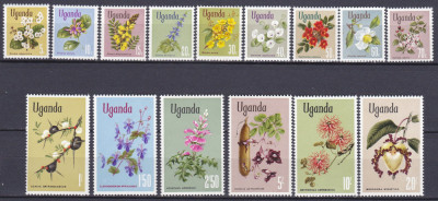 DB1 Uganda 1969 Flora Flori 15 v. MNH foto