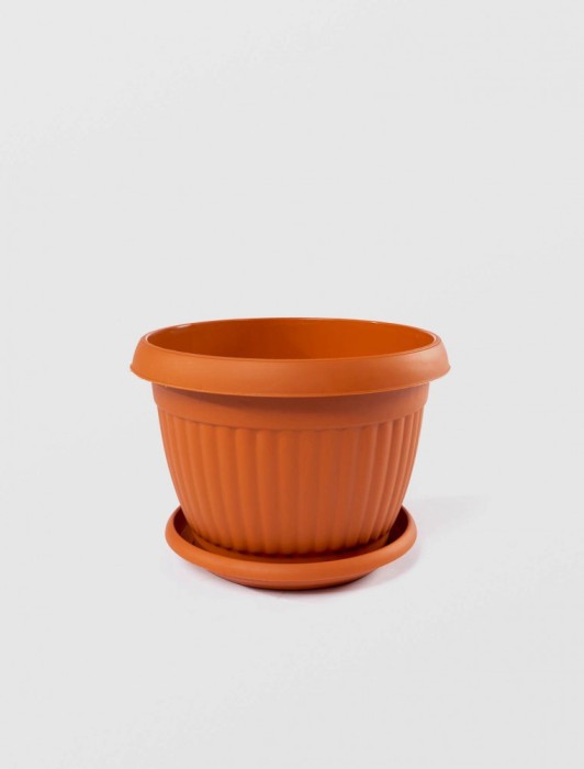 Ghiveci Bella cu Tava, STERK, 15x11 cm, Plastic Maro