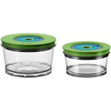 Set de 2 caserole vacuum rotunde Keep Fresh MMZV0SB2, Din Tritan fara BPA, Pentru blenderele VitaMax