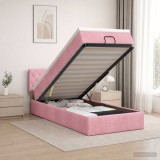 Cumpara ieftin Pat ottoman cu saltea cu headboard Roz 80 x 200 cm Catifea