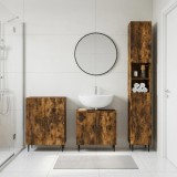 Cumpara ieftin Set de cabinet pentru baie cu 3 piese HAARLEM Stejar fumuriu