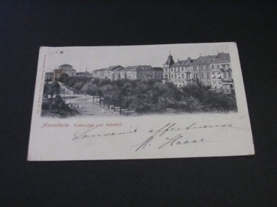 Carte Poștală Vintage Germania - Mannheim &amp;quot;Kaiserring și gara&amp;quot;(posibil din perioada 1900-1940) foto