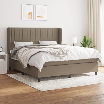 vidaXL Pat box spring cu saltea, gri taupe, 160x200 cm material textil 3128137 foto