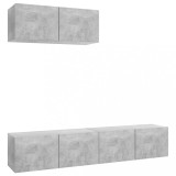 Cumpara ieftin Set de dulapuri TV, 3 piese, gri beton, lemn prelucrat