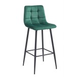 Scaun de bucatarie/bar, Artool, Arceto, catifea, otel, verde si negru, 43.5x32.5x104 cm, Leobert