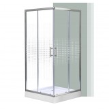 Cabină de duș pătrată Leziter Spirit Matrix 90x90 cm cu cădiță, sticlă securizată 5mm, ramă cromată