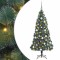 Brad de Crăciun artificial LED și set globuri Verde 150 cm PET
