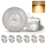 Spoturi LED &icirc;ncastrate, set de 6, 6W, 3000K, ultra-plat, 60-65mm &ndash; Nichel mat