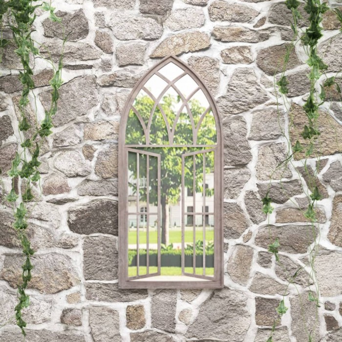 vidaXL Oglindă de grădină, nisipiu, 100x45 cm, fier, uz exterior