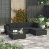 vidaXL Set mobilier de grădină cu perne, 5 piese, negru, poliratan 46744