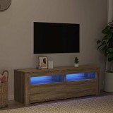 Comodă TV cu lumini LED, stejar Sonoma, 120x35x40 cm