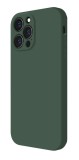 Husa din silicon compatibila cu iPhone 11 Pro Max, silk touch, interior din catifea cu decupaje la camere, Verde inchis