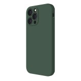 Husa din silicon compatibila cu iPhone 11 Pro Max, silk touch, interior din catifea cu decupaje la camere, Verde inchis