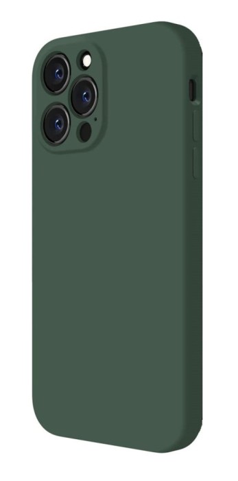 Husa din silicon compatibila cu iPhone 13, silk touch, interior din catifea cu decupaje la camere, Verde inchis