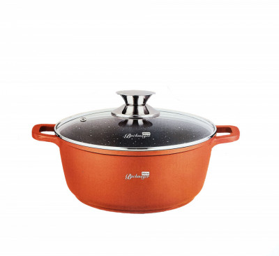 Cratita antiaderenta cu capac sticla 24cm bronz Handy KitchenServ foto