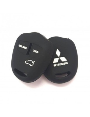 Husa cheie auto din silicon Mitsubishi cu 3 butoane Negru foto