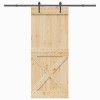 Ușă glisantă cu set de feronerie 95x210 cm, lemn masiv de pin