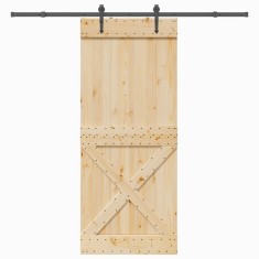 vidaXL Ușă glisantă cu set de feronerie 95x210 cm, lemn masiv de pin 3332794