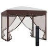 Pavilion/foisor pentru gradina/terasa, cadru metalic, cu plasa pentru insecte, inaltime ajustabila, maro, 3x3x2.7 m, ART