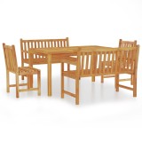 Set de sufragerie de gradina, lemn masiv de tec, 5 piese
