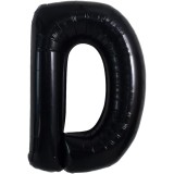 Balon din folie metalizata, 40 cm, balon folie metalizata litera d, flippy, 40 cm, umflati cu heliu sau aer, ambalaj individual, pai inclus, negru, li