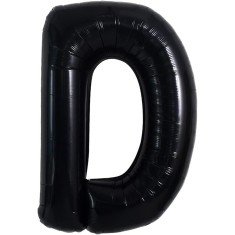 Balon din folie metalizata, 40 cm, Balon Folie Metalizata Litera D, Flippy, 40 cm, Umflati cu Heliu sau Aer, Ambalaj Individual, Pai inclus, Negru, Li foto