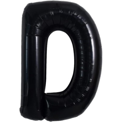 Balon din folie metalizata, 40 cm, balon folie metalizata litera d, flippy, 40 cm, umflati cu heliu sau aer, ambalaj individual, pai inclus, negru, li foto