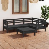 vidaXL Set mobilier de grădină, 5 piese, negru, lemn masiv de pin 3082696