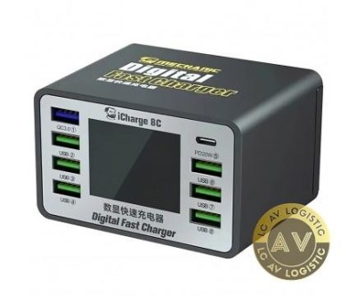 Incarcator Statie Mechanic 8C with Display 45W 3A 7 x USB-A - 1 x USB-C Negru foto