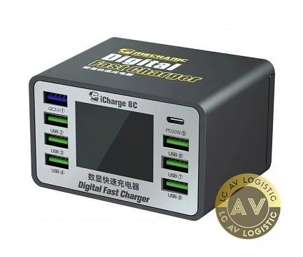 Incarcator Statie Mechanic 8C with Display 45W 3A 7 x USB-A - 1 x USB-C Negru