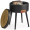 VASAGLE Taburet cu spatiu de depozitare, tapitat PU, cu 2 fete, diametru 32 cm, negru Household NewTrend