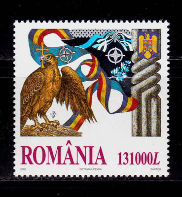 RO 2002 LP 1598 &amp;quot;Romania invitata in NATO&amp;quot; - marca cu holograma , serie , MNH foto