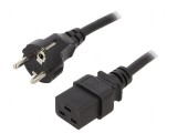 Cablu CEE 7/7 E/F cu mufa IEC C19 mamă, 1,8m, 16A 250V, negru, Logilink