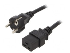 Cablu CEE 7/7 E/F cu mufa IEC C19 mamă, 1,8m, 16A 250V, negru