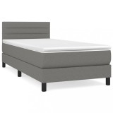 Cumpara ieftin Pat box spring cu saltea, gri inchis, 80x200 cm, textil