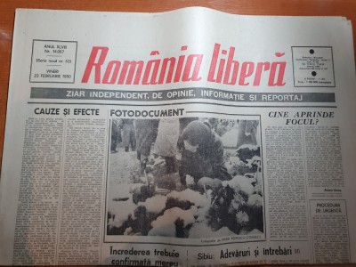 ziarul romania libera 23 februarie 1990-arti. &amp;quot;cauze si efecte &amp;quot; octavian paler foto