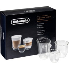 Set 6 pahare De&rsquo;Longhi mix The Connoisseur Collection, 2x60ml, 2x190ml, 2x220ml, sticla termorezistenta, transparente, perete dublu