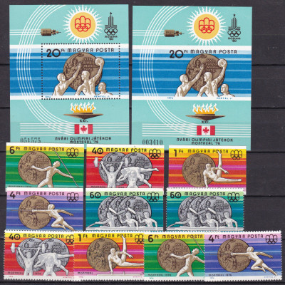 Ungaria 1976 sport Olimpiada MI 3164-68 + bl.122 A+B MNH foto