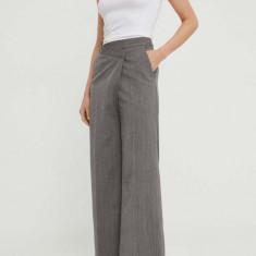 Lovechild pantaloni femei, culoarea gri, lat, high waist 5184192