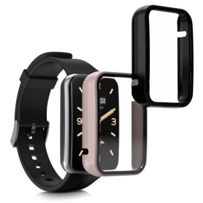 Set 2 huse kwmobile pentru Xiaomi Mi Band 7 Pro, Plastic, Negru/Roz, 59604.02 foto