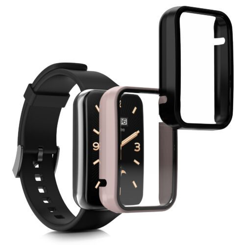 Set 2 huse kwmobile pentru Xiaomi Mi Band 7 Pro, Plastic, Negru/Roz, 59604.02