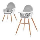 Scaun de masa Kinderkraft Fini 2 in 1 Grey, 6 luni - 5 ani, 20kg, piele ecologica