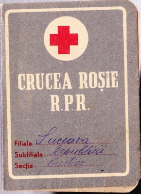 AMS# - CRUCEA ROSIE R.P.R. CARNET DE MEMBRU ZAMCA, SUCEAVA 1950 foto