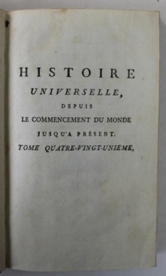 HISTOIRE UNIVERSELLE DEPUIS LE COMMENCEMENT DU MONDE .., TOME QUARANTE - UNIEME , 1785 foto