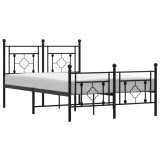 Cumpara ieftin Cadru pat metalic cu tablie de cap/picioare, negru, 120x190 cm