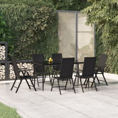 Gossi set mobilier de gradina, 7 piese, negru, poliratan foto