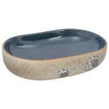 Lavoar de blat, nisipiu si albastru 59x40x14 cm, ceramica, oval