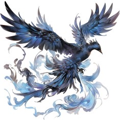 Sticker decorativ, Pasarea Phoenix, Albastru, 60 cm, 1323STK-3